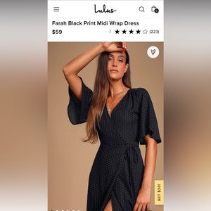 Farrah Black print midi wrap dress. Size L. Brand new with tags.